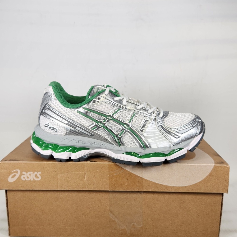 Asics Gel-Kayano 12.1 Running Shoes Women Size 5.5 White Pure Silver Green